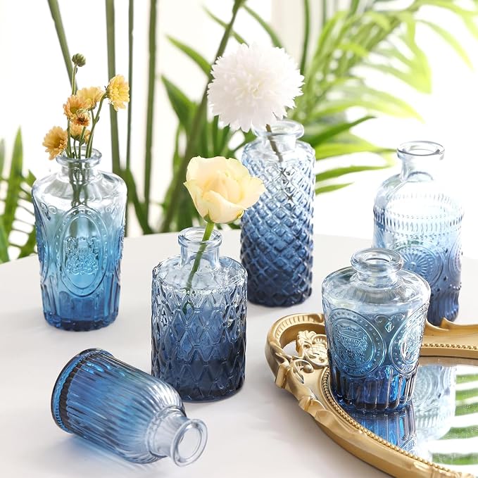 Fixwal 36 Blue Bud Vases Glass Bud Vase Set of 36, Small Vases - Image 7