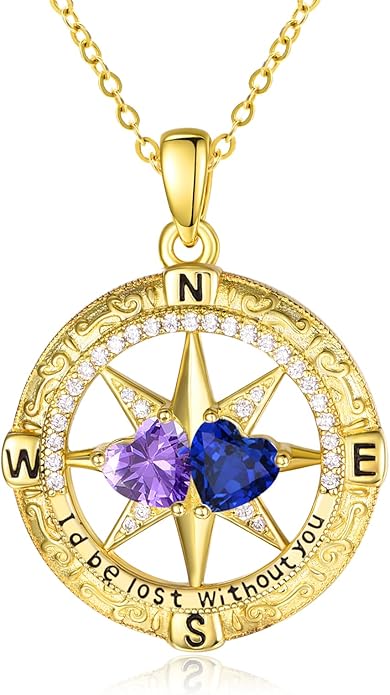 Valentine's Day Gifts for Wife 925 Sterling Silver Double Birthstone Pendant Necklaces I Love You for Always and Forever Necklace Anniversary Birthday Gifts for Wife Girlfriend Mom Her