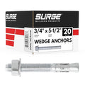 3/4" x 5-1/2" Zinc-Plated Wedge Anchors by SurgeBuildingProducts