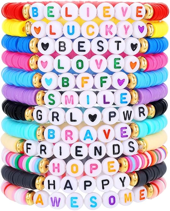 Friendship Bracelets Boho Stackable Bracelets for Women Surfer Heishi Clay Bead Bracelets Stretch Preppy Bracelets Colorful Boho Bracelets for Women