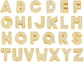 52 PCS A-Z Full Rhinestones Charms 8MM Slide Alphabet Crystal Letters for DIY Slide Wristbands Bracelets,Hair Clips,Jewelry Making Charms（52 PCS Gold 8mm）