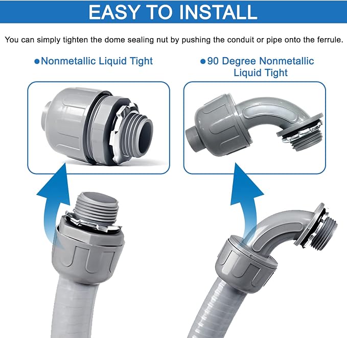 Liquid-Tight Conduit 50 ft 8 Pieces Connector Kit, Electrical Conduit 1/2 | - Image 6
