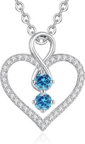 LOUISA SECRET Infinity Double Birthstone Necklace, 925 Sterling Silver Tiny Pendant Heart Necklace for Women Wife Her, Best Jewelry Gift Heart Jewelry Meaningful Gift for Valentine's Day, Christmas, Birthday Anniversary