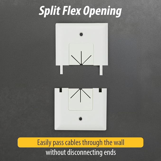 DATA COMM Electronics 45-0017-UWH Split Style TV Outlet Covers Wall Plate - Image 4