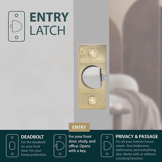 Entry Square Latch Satin Brass - Image 6