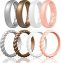 Egnaro Women's Bridal Rings Sets, Inner Arc Ergonomic Breathable Design Silicone Rubber Wedding Bands