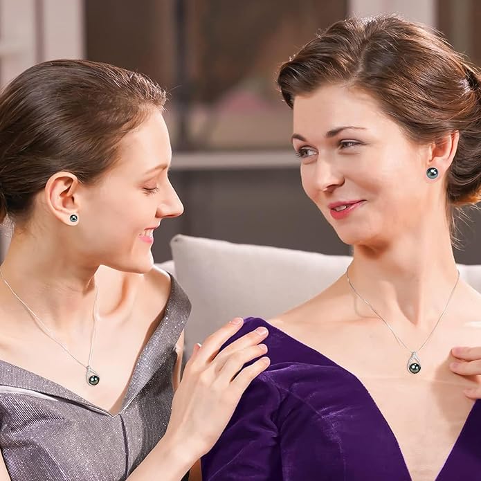 Valentine's Day Gifts for Her Women Tahitian Black Pearl Necklaces Mothers Day Gift for Mom Girlfriend Grandma Wife on Christmas Day Birthday Gifts Wedding Gift Jewelry Anniversary