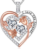 Iefil Valentines Day Gifts for Her - Sterling Silver Birthstone Necklace Anniversary Birthday Gifts for Her Wife Mom Daughter