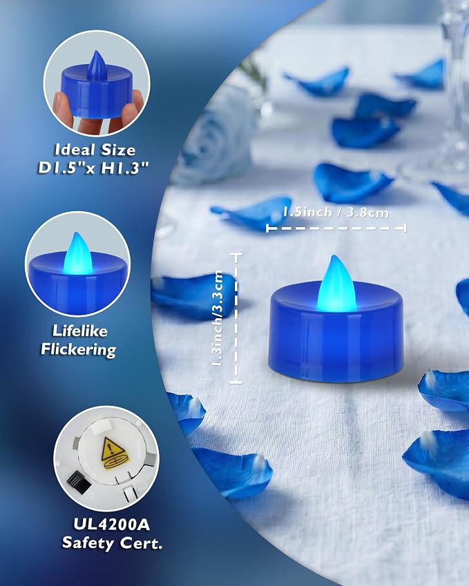 Homemory 50-Pack Navy Blue Flameless Battery Tealight Candles, 200+ Hours | - Image 2