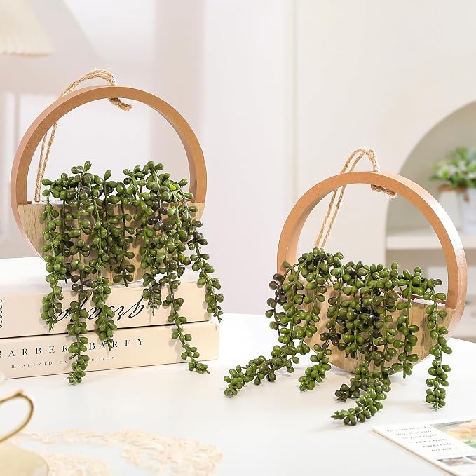 2 Pack Fake Plants Artificial Wall Hanging Succulents Plant | Boho Hanging - Image 5