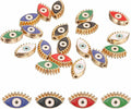 MECCANIXITY 20 Pcs Eye Shaped Evil Eye Beads Colorful Flat Loose Spacer Evil Eye Charms for DIY Bracelet Earrings Necklace Crafts Jewelry Making, Green/Red/Bright Blue/Black/White