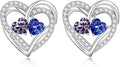 Iefil Valentines Day Gifts for Her, 925 Sterling Silver Heart Birthstone Earrings, Anniversary Birthday Gifts for Women, Birthstone Jewelry for Her Wife Girlfriend Mom