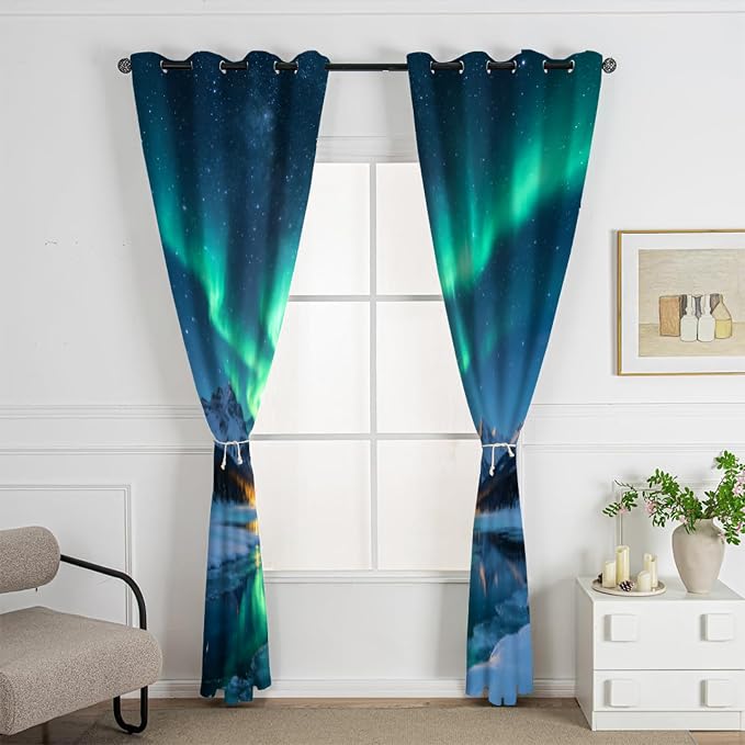 Aurora Curtain, Snow Mountain Glacier Lake Curtains - Image 2