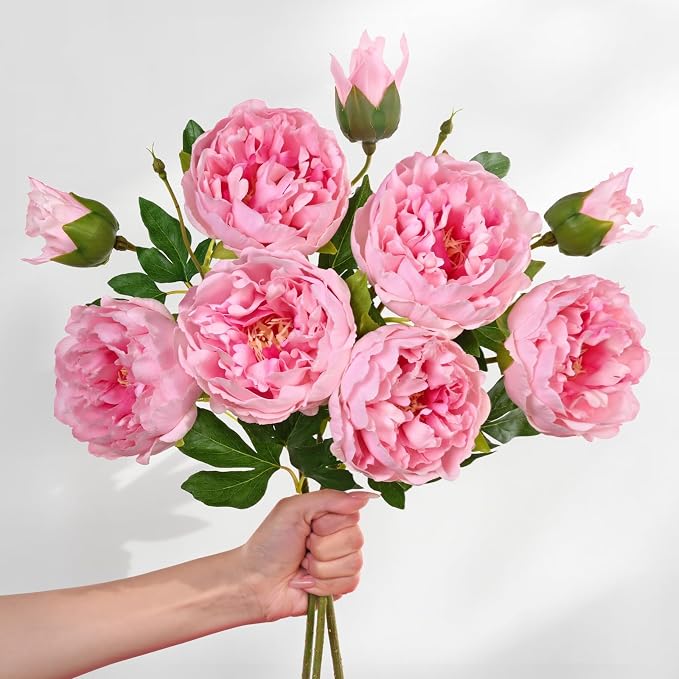 3PCS 22in Peonies Artificial Flowers, Real Touch Latex Fake Peonies | Lifelike by MARTINEMALL