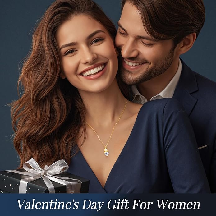 ANDSO Valentine's Day Gift Moissanite Heart Pendant Necklaces for Women, 925 Sterling Silver Necklace with Birthstone, Ideal Anniversary Present or Birthday Jewelry Gifts for Mom Wife Her Girlfriend