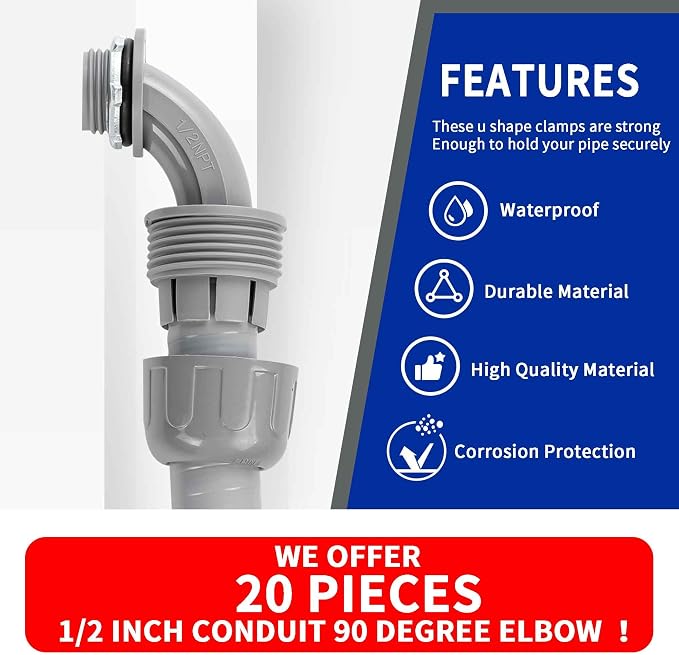 Yariwiz 1/2 Plastic Liquid Tight Conduit 90 Degree Elbow - Image 5