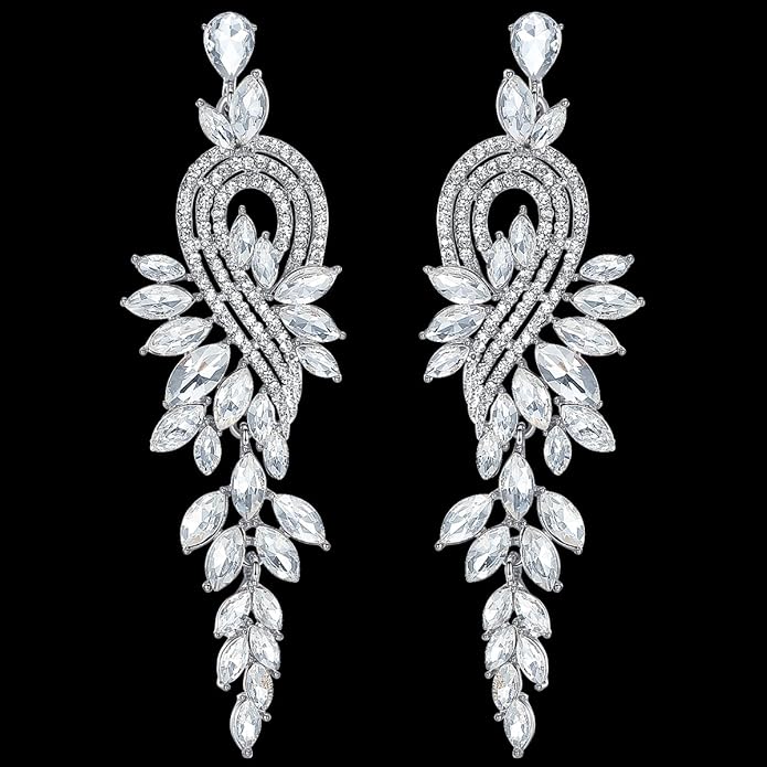mecresh Marquise Crystal Bridal Chandelier Dangle Drop Earrings Ladies Gifts in Silver/Gold Tone