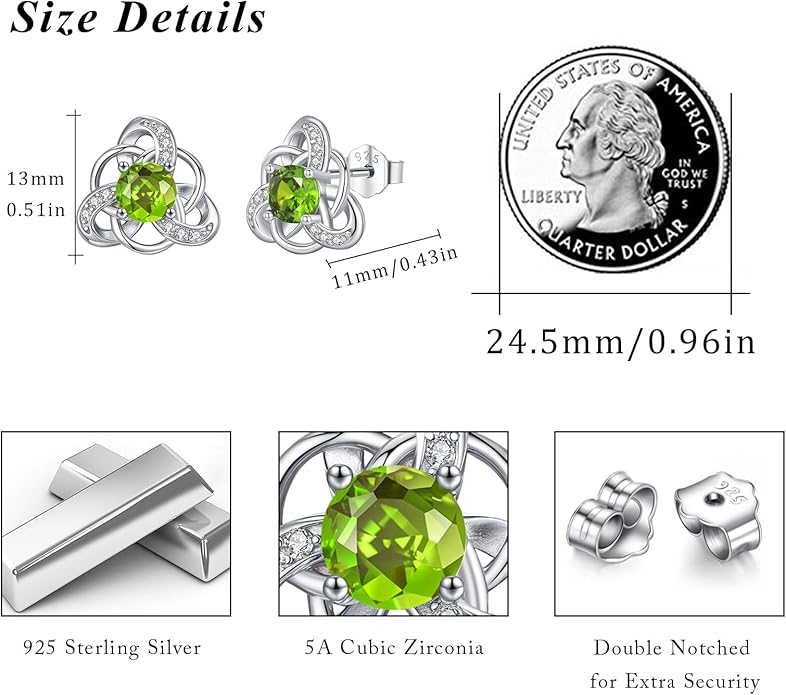 MEDWISE 925 Sterling Silver Birthstone Stud Earrings for Women Birthday Jewelry Gifts for Daughter Mother Women Valentines Day Gifts for Her