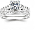 1 to 5 Carat Moissanite Ring Set S925/10K/14K/18K Gold, Princess Cut VVS1 Clarity D Color Moissanite Engagement Rings Set Luxury Bridal Jewelry Wedding Gifts for Women