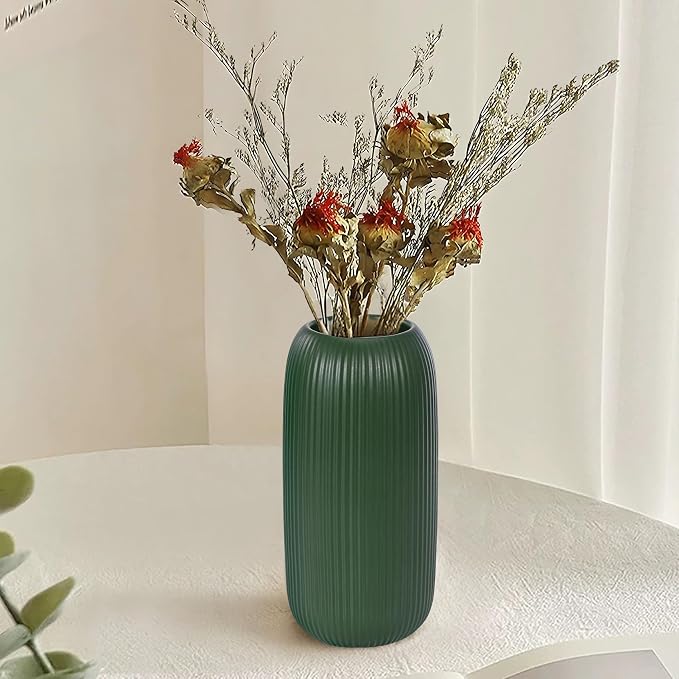 Ceramic Vase for Flowers – Modern Small Ribbed Textured Flower Vase for Home - Image 2