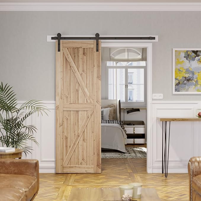 SMARTSTANDARD 5.5ft Sliding Barn Door Hardware kit, Fit 30-33" W Doorpanel | - Image 7