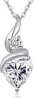 ANDSO Valentine's Day Gift Moissanite Heart Pendant Necklaces for Women, 925 Sterling Silver Necklace with Birthstone, Ideal Anniversary Present or Birthday Jewelry Gifts for Mom Wife Her Girlfriend