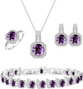GZWHD Jewelry Set for Women CZ Earrings Necklace Ring Bracelet Set Prom Party Wedding Jewelry Gift for Mother Friend Wife
