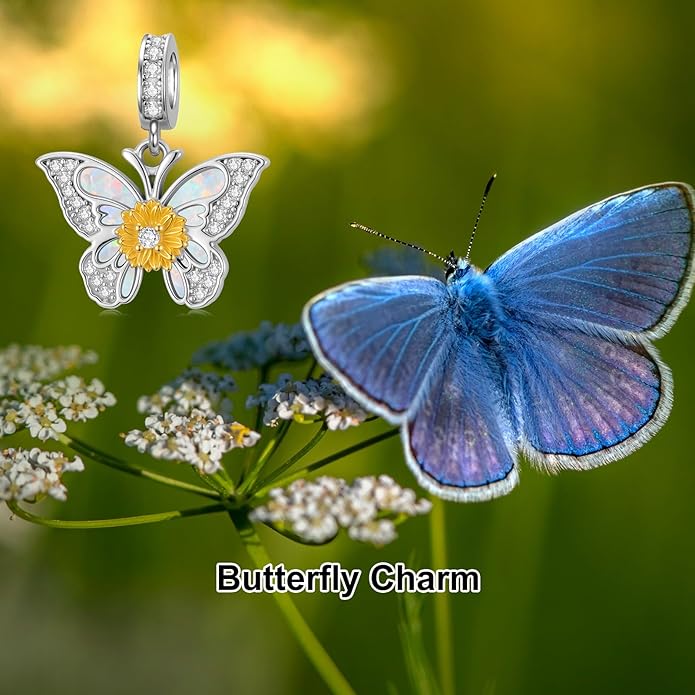 PROESS Sterling Silver/Red Panda/Cow/Highland Cow/Otter/Squirrel/Elephant/Axolotl/Cat/Fox/Bee/Butterfly/Hummingbird/Tiger/Lion/Mokeny/Koala/Dog Charm Animal Charms Bead for Jewelry Making