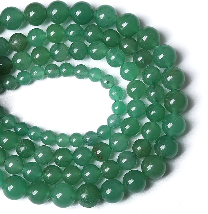 60pcs 6mm Natural Green Aventurine Beads Semi Precious Round Smooth Gemstones Beads for Jewelry Making DIY Necklaces Bracelets