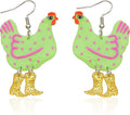 Acrylic Boot Big Chicken Earrings,Funny Colorful Boots Chicken Drop Dangle Earrings,Cock Hen Foot Chicken Earrings for Women Farm Design Lovely Gift
