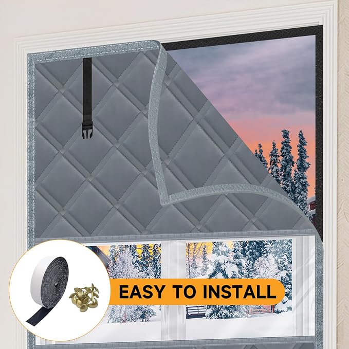 Winter Visible Insulated Window Curtain 39"x63", Oxford Cloth Thermal Insulated - Image 3