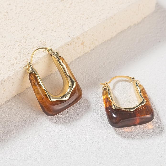 Acrylic Hoop Earrings Chunky Huggie Statement Vintage Earrings Cute Resin Drop Earring Trendy Jewelry Gifts for Women