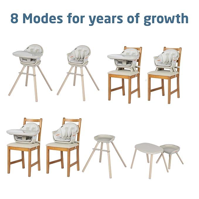 Maxi-Cosi Moa 8-in-1 High Chairs for Babies and Toddlers, Machine Washable Infant High Chair, Compact, Convertible High Chair Lightweight Design, Classic Oat