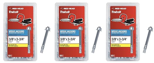 Red Head TruBolt 3/8 x 3-3/4" Heavy-Duty Wedge Concrete Anchors by Unknown