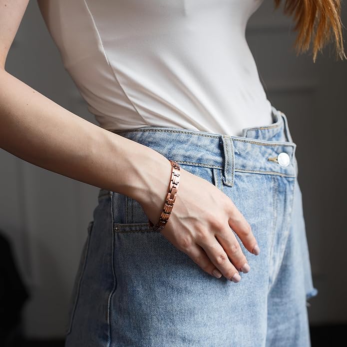Copper Bracelets for Women - 6200 Gauss Power | 3X Strength Copper Bracelet | Magnetic Bracelets for Women - Adjustable Fit | 99.99% Pure Copper Bracelet for Women | Stylish Copper Jewelry