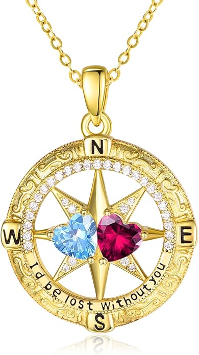 Valentine's Day Gifts for Wife 925 Sterling Silver Double Birthstone Pendant Necklaces I Love You for Always and Forever Necklace Anniversary Birthday Gifts for Wife Girlfriend Mom Her