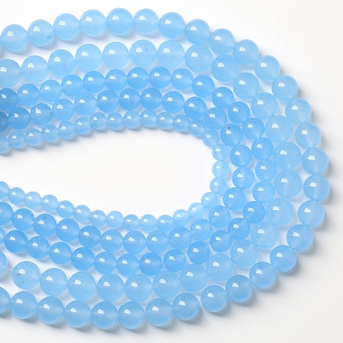 10mm 38pcs Blue Natural Chalcedony Aquamarines Stone Beads for Jewelry Making Round Jades Beads DIY Bracelet Accessories