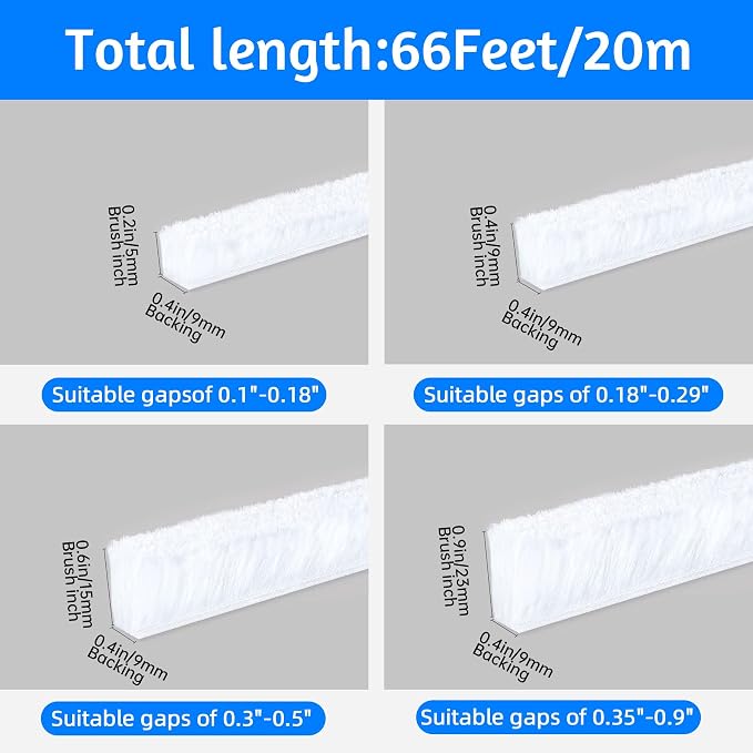 66 Ft Strong Adhesive Brush Weather Stripping - Image 2