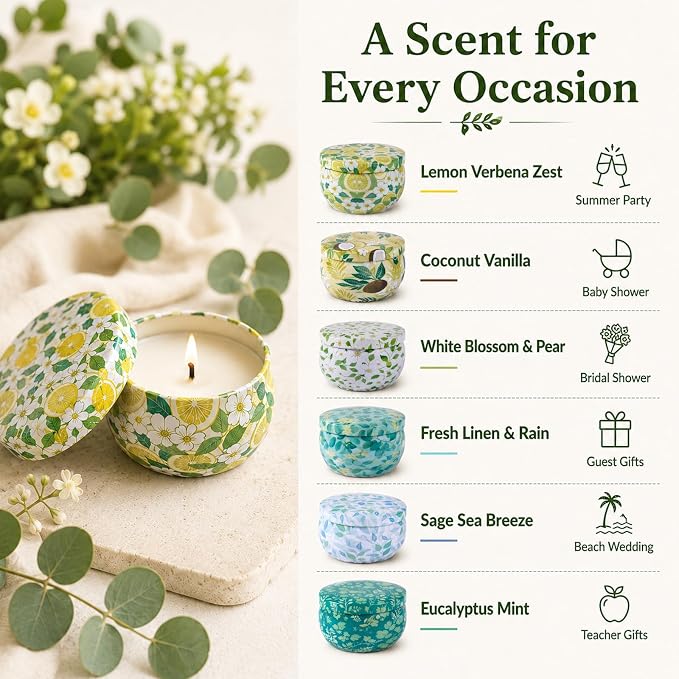 24 Pack Mini Scented Candles for Party Favors, 2.5 oz Soy Wax Tin Candle Gift - Image 6
