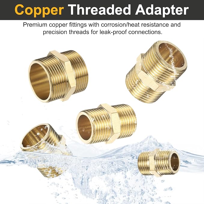 PATIKIL Brass Pipe Fitting, 1/2" BSP Male x 1/2" BS Male Thread Connector Brass - Image 3