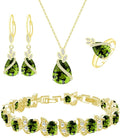 LMXXVJ Jewelry Set for Women,Teardrop Cubic Zirconia Necklace Earrings Adjustable Ring Bracelet Jewelry Set Formal Jewelry Gift