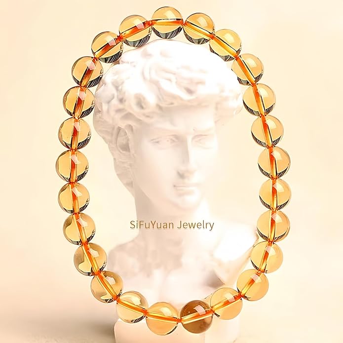 Women's Beaded Elastic Bracelet - Christmas gift featuring natural amethyst and citrine bracelet that brings good luck and wealth, suitable as holiday jewelry for family and friends