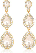 Vintage Rhinestone Teardrop Dangle Earrings Long Dangling Drop Earrings Crystal Chandelier Earrings for Women Wedding Bridal Prom