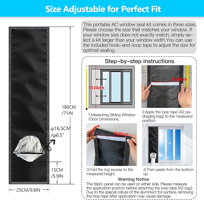 AC Window Seal Kit, 10 x 71 Inch Portable Air Conditioner Window Vent Kit | - Image 6