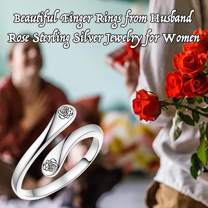Fookduoduo 925 Sterling Silver Ring Inspirational Jewelry adjustable Wrap Open Rings for Women