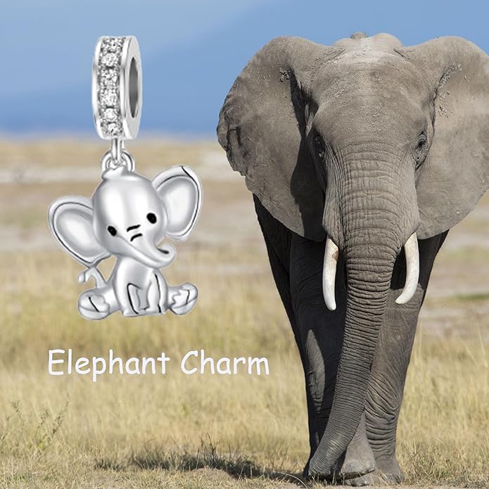 PROESS Sterling Silver/Red Panda/Cow/Highland Cow/Otter/Squirrel/Elephant/Axolotl/Cat/Fox/Bee/Butterfly/Hummingbird/Tiger/Lion/Mokeny/Koala/Dog Charm Animal Charms Bead for Jewelry Making