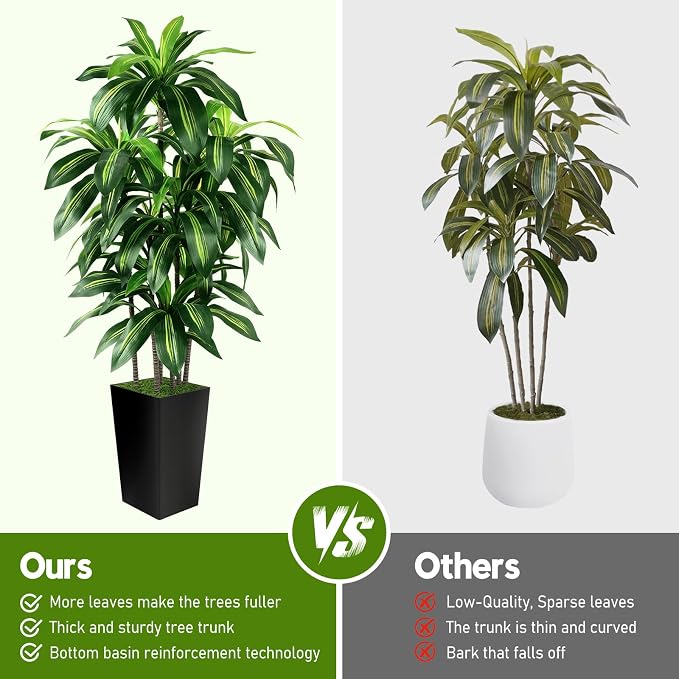 Artificial Dracaena Tree Indoor, 5FT Tall Fake Tree - Image 3