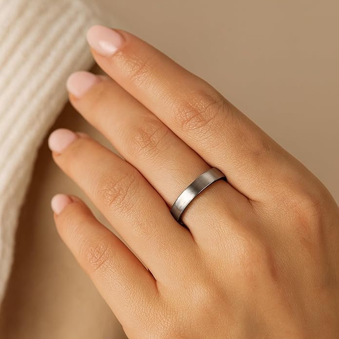 TRUMIUM 4mm 6mm 8mm Tungsten Rings for Men Women Engagement Wedding Band Brushed Black Comfort Fit Size 4-15