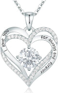 CDE Valentine's Day Gift Forever Love Heart Necklaces for Women, Wedding Anniversary, Birthday Mothers Christmas Day Gifts for Mom, Mother, Wife, S925 Silver Jewelry with Birthstone Pendant