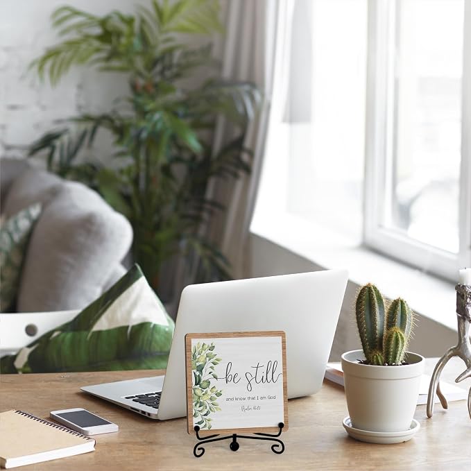 Inspirational Christian Desk Decor, Be Still And Know That I Am God Rutsic Sign - Image 5